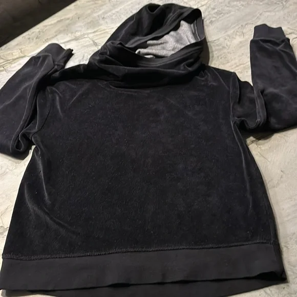 Black Velour Hoodie - Picture 3 of 5